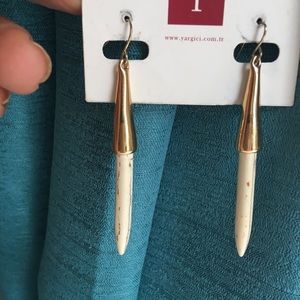 Gold Creme Drop Earrings